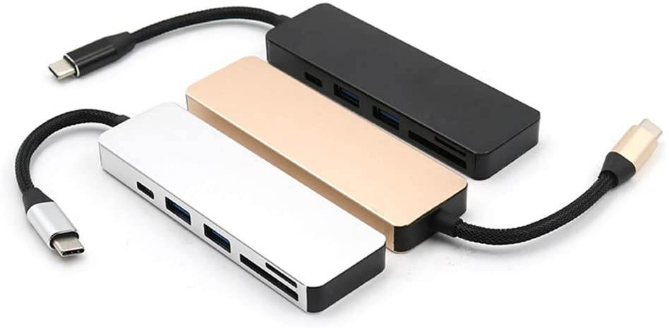 Docooler USB Hub 5 in 1 Adapter with 1 USB 3.1 Port and 2 USB 3.0 Ports SD TF Card Reader for Type C Devices