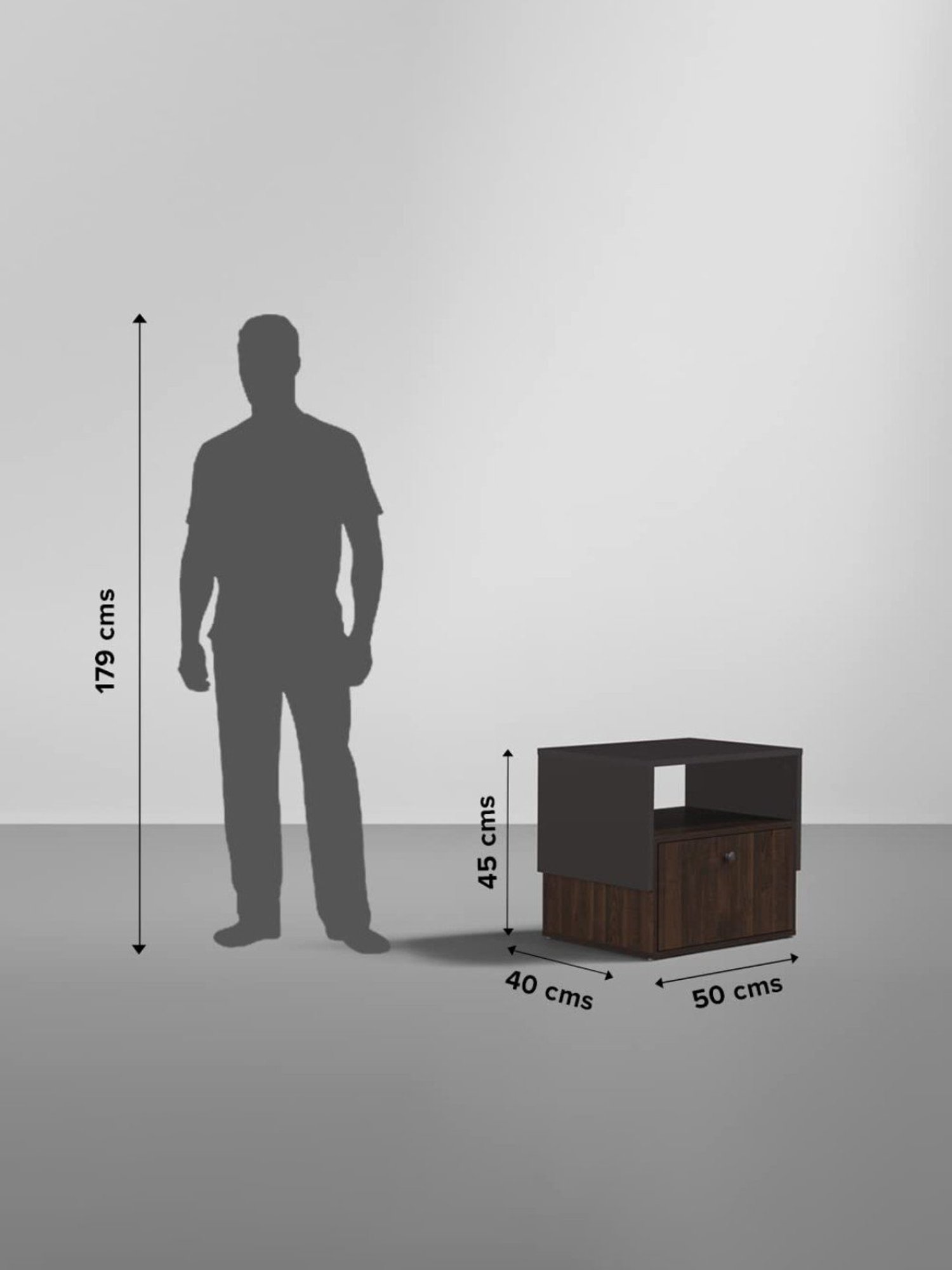 Sleepyhead Pal Dark Brown & Slate Grey Engineered Wood Bedside Table