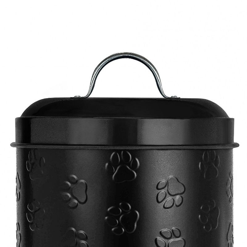 Amici Pet Puppy Paws Black Metal Food Canister, Medium, 104oz