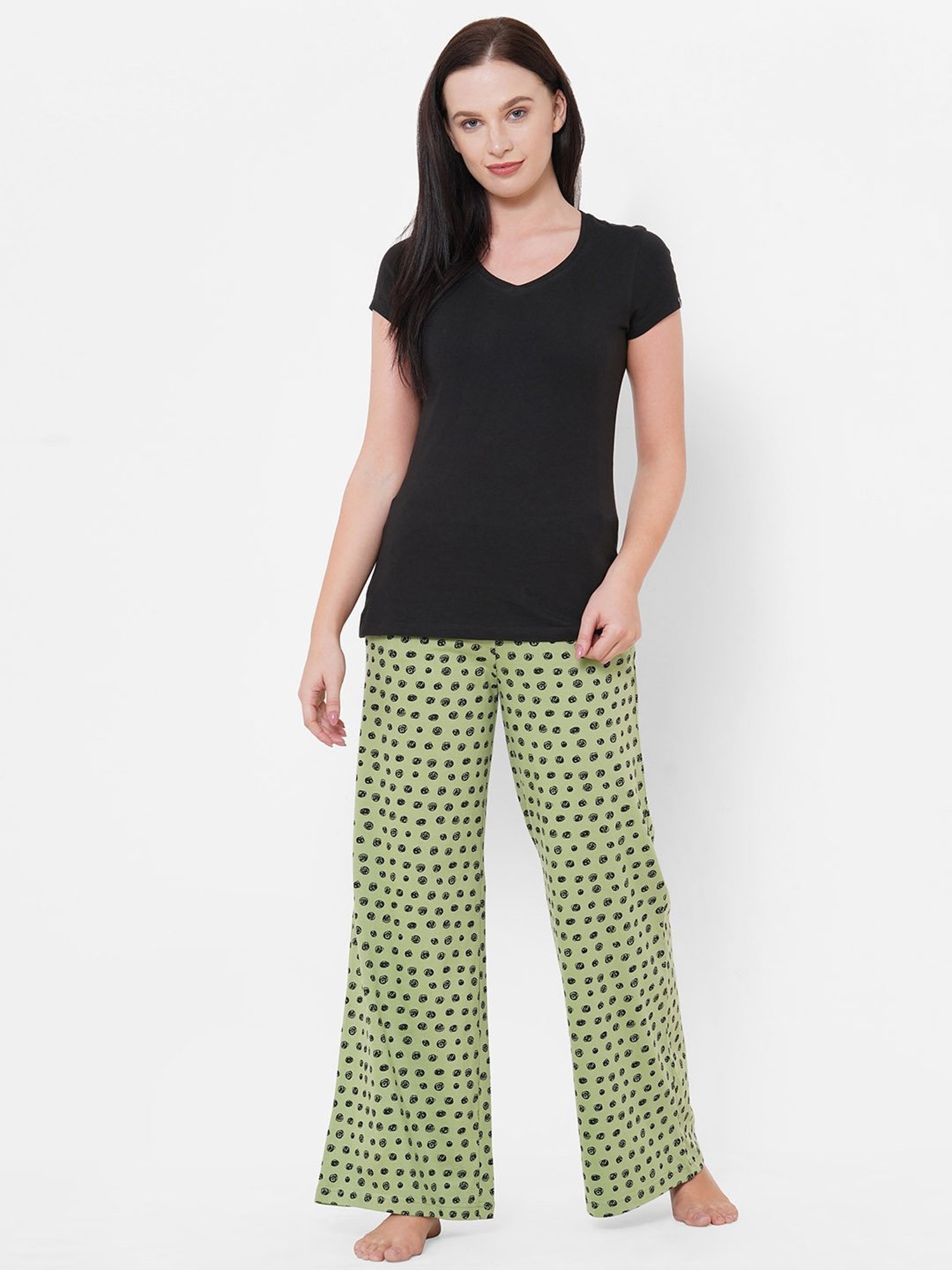 Mystere Paris Mint & Black Polka Dot Palazzo Pyjamas
