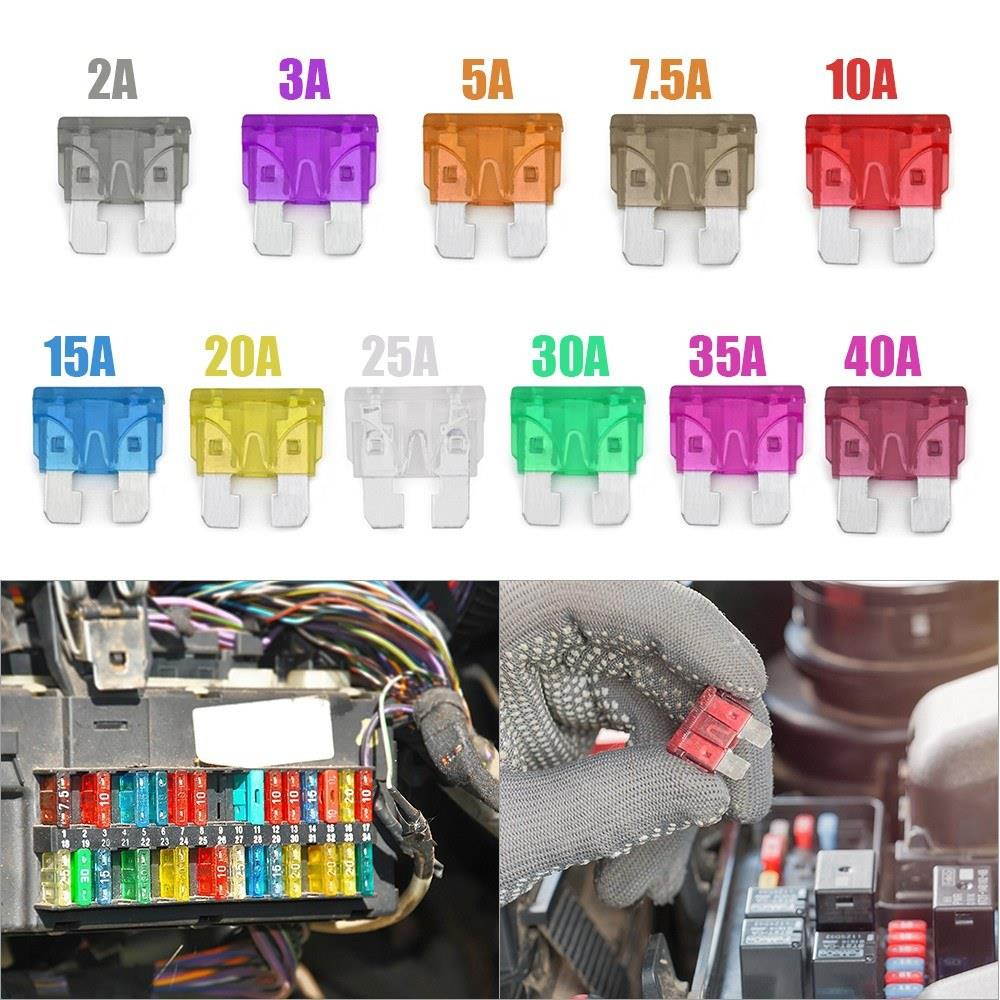 140PCS 2A-40A Automotive Standard Medium Auto Holder Car ATO Plug-in Blade Fuse Assortment Boat Motorcycle Truck Secondary Size Blade Replacement Fuses Kit