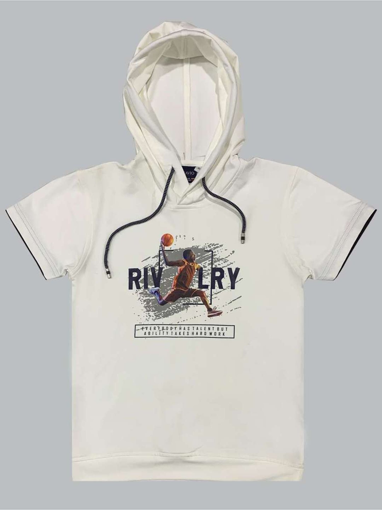 Cavio Kids White Printed T-Shirt