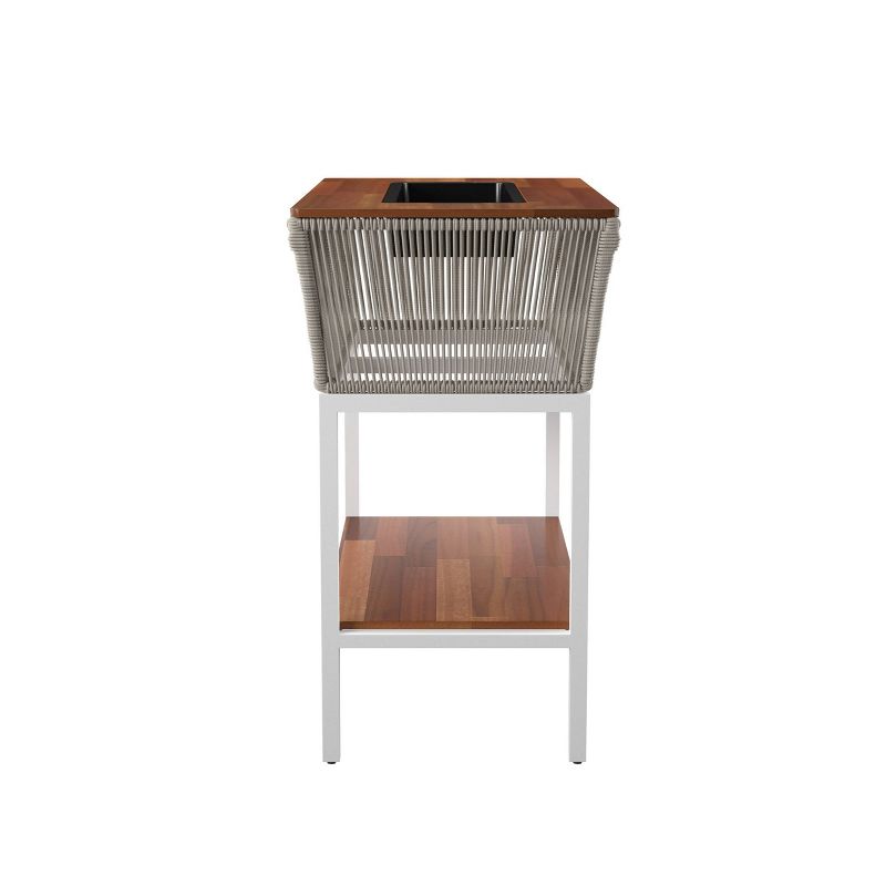 Wedaux Outdoor Rectangle Serving Table with Storage - Brown/White - Aiden Lane