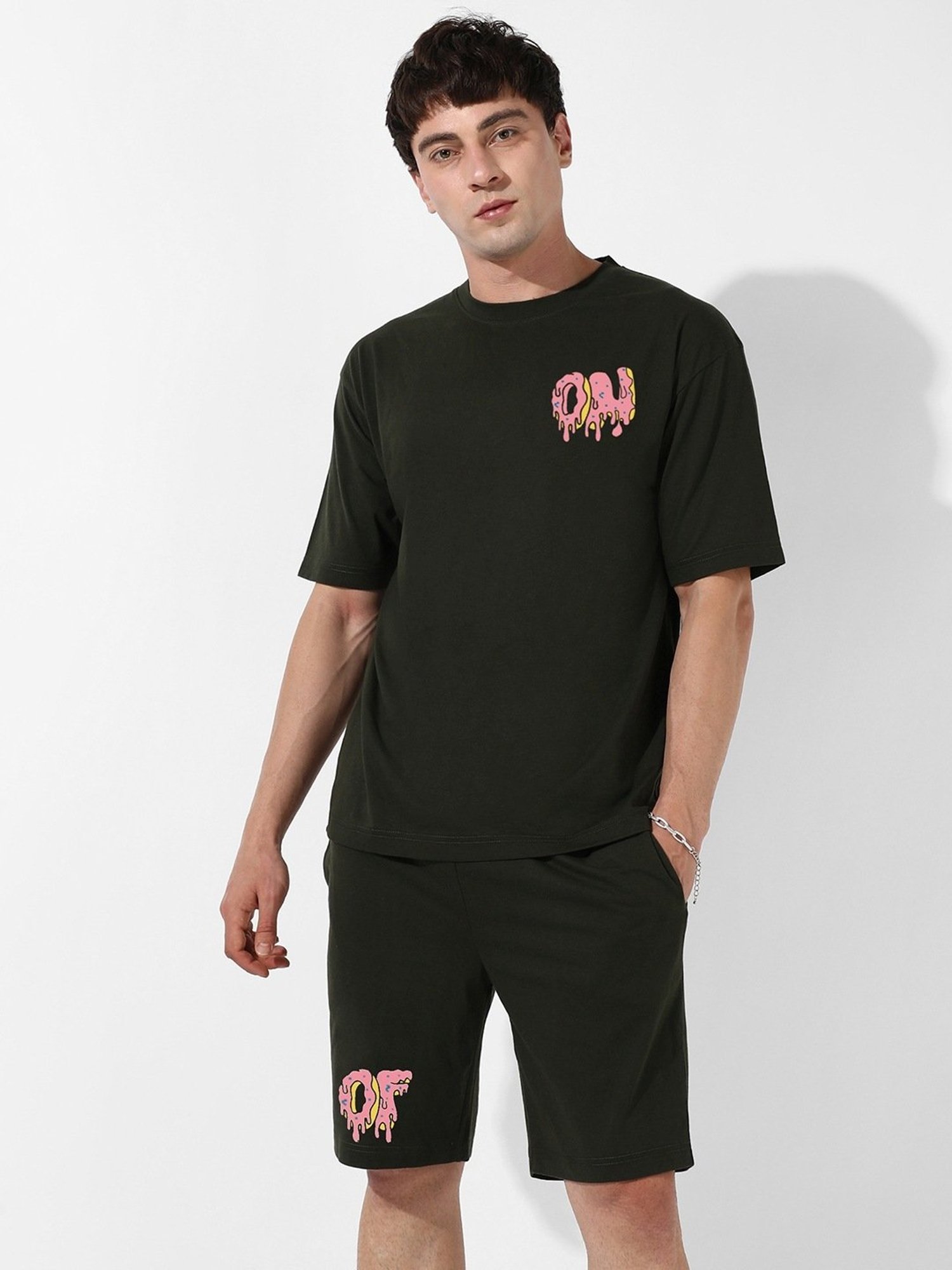 Campus Sutra Green Regular Fit Oversized Printed Co-Ord Set