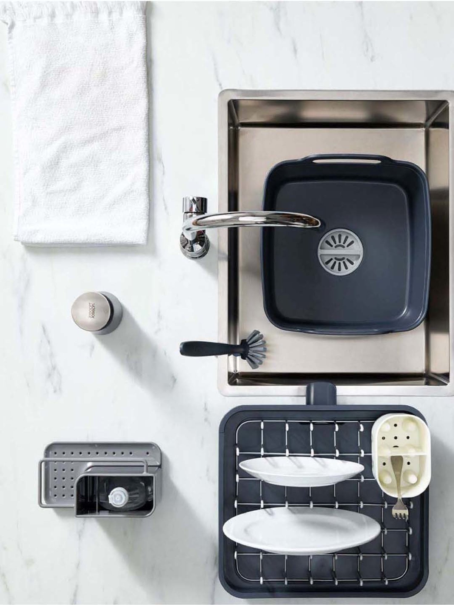 Joseph Joseph Grey Plastic Kitchen Sink Caddy With Sponge Holder