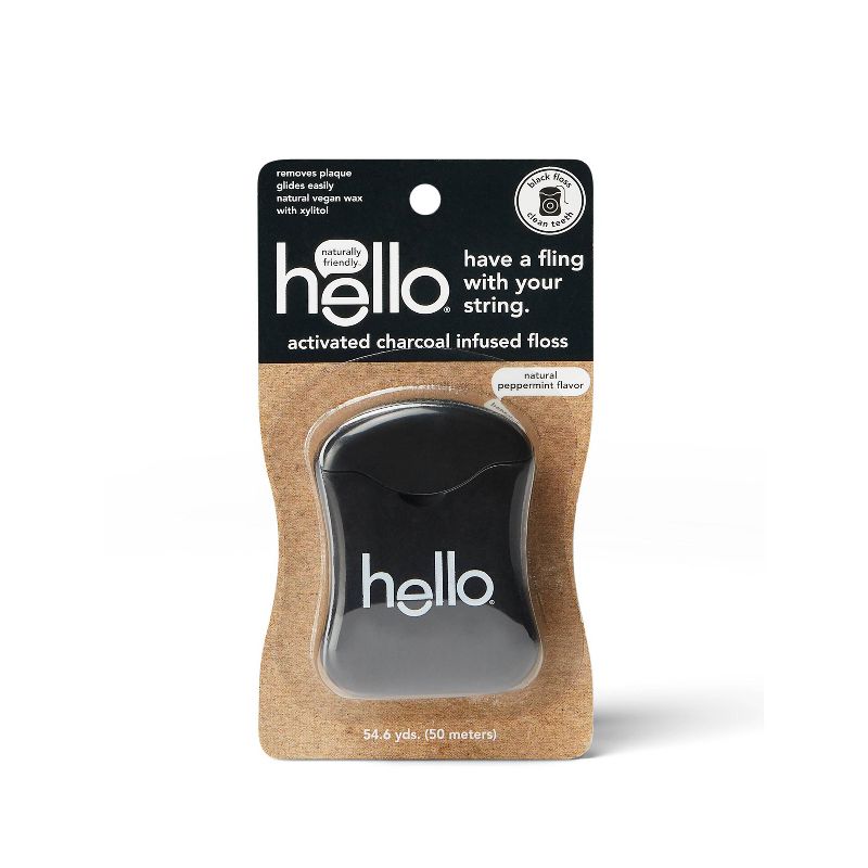 hello Activated Charcoal Infused Floss Natural Peppermint Flavor - Trial Size - 50m