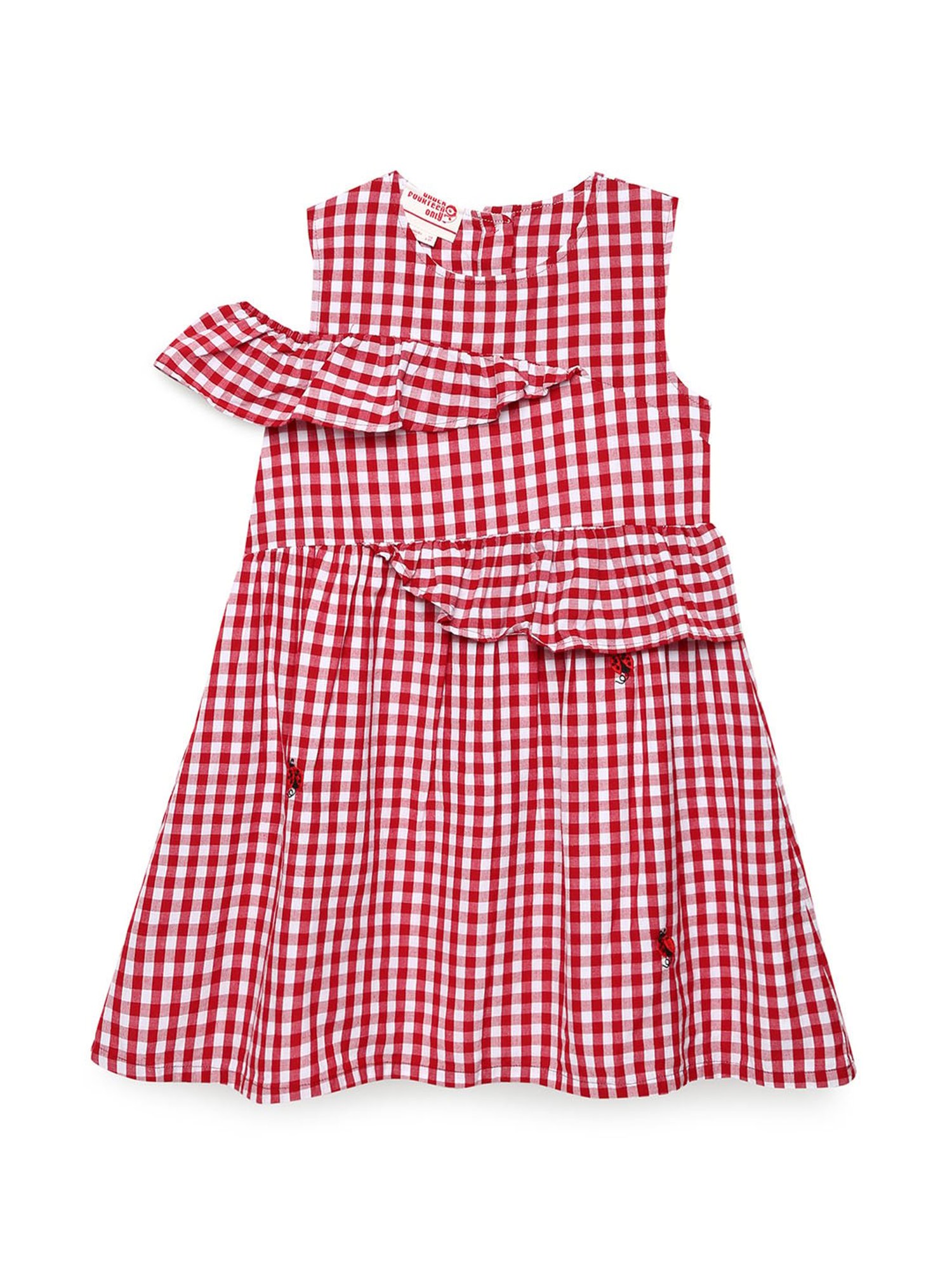 Under Fourteen Only Kids Red & White Checks Dress