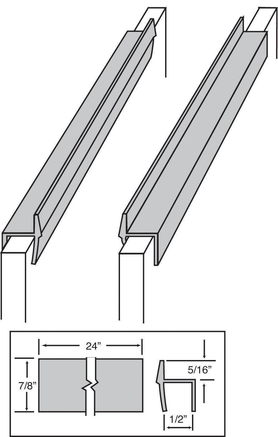 Custom Accents PVC Hanging File Rail for 1/2 Drawer Sides 2 Feet Long Black (Sold in Pairs)
