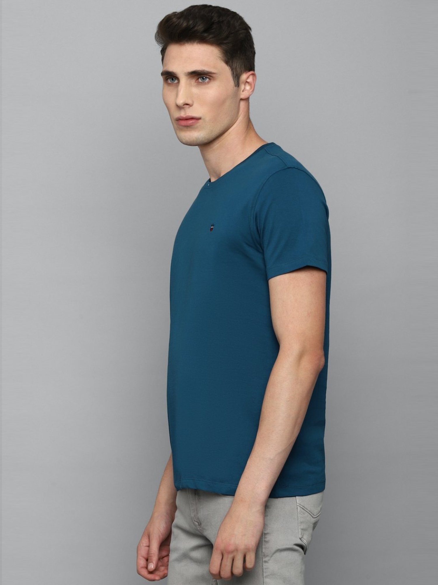 Louis Philippe Jeans Blue Cotton Slim Fit T-Shirt