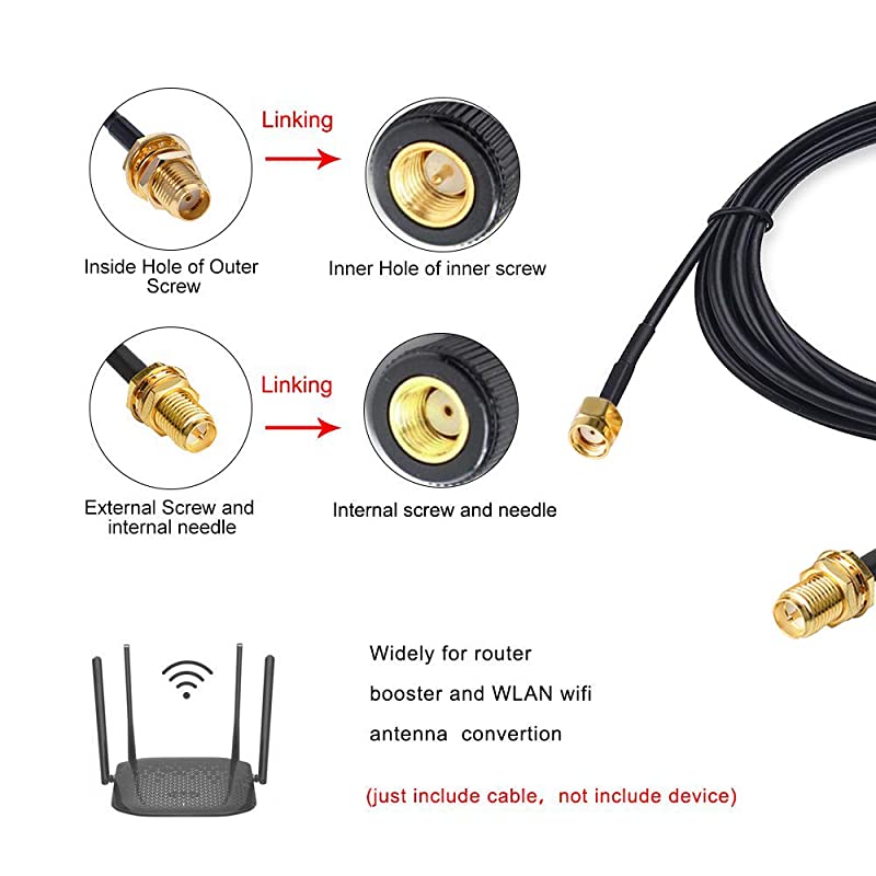 WiFi Antenna Extension Cable with SMA Male to SMA Female Coax Connector 3m 10FT by