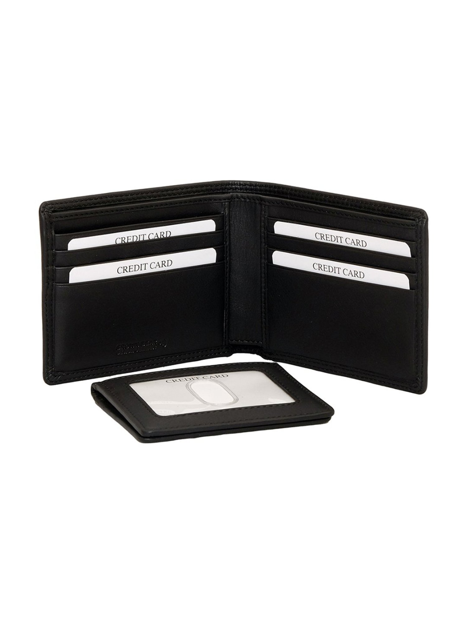 BROWN BEAR Black Leather Slim Bi-Fold Wallet for Men