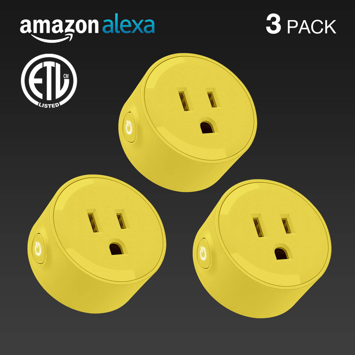 LITEdge Smart Plug Work with Alexa, Mini Smart Outlet Wifi Plug Google Home Assistant Voice Control, No Hub Required, Only Supports 2.4GHz Network, Timer Function, ETL Listed, Yellow Finish, Pack of 3