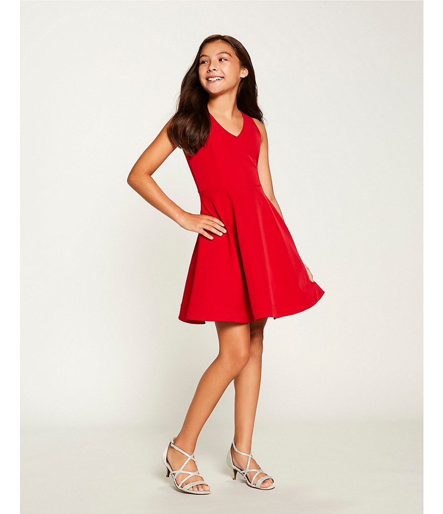 Rare Editions Big Girls 7-16 Sleeveless Bow-Back Fit-And-Flare Dress