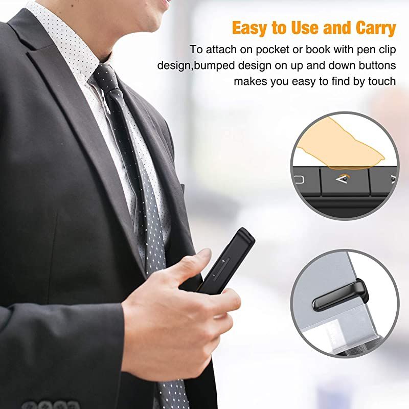 Wireless PowerPoint Presentation Clicker Remote 2 in 1 Type C and USB A RF 24GHz PPT Presentation Presenter Laptop Clicker Pointer Slide Advancer with Hyperlink Volume Control
