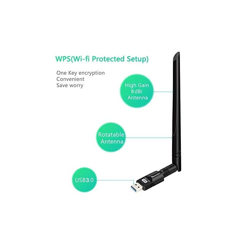 USB WiFi Adapter 1200Mbps  USB 30 WiFi 80211 ac Wireless Network Adapter with Dual Band 242GHz300Mbps 58GHz866Mbps 5dBi High Gain Antenna for Desktop Windows XPVista 710 Mac