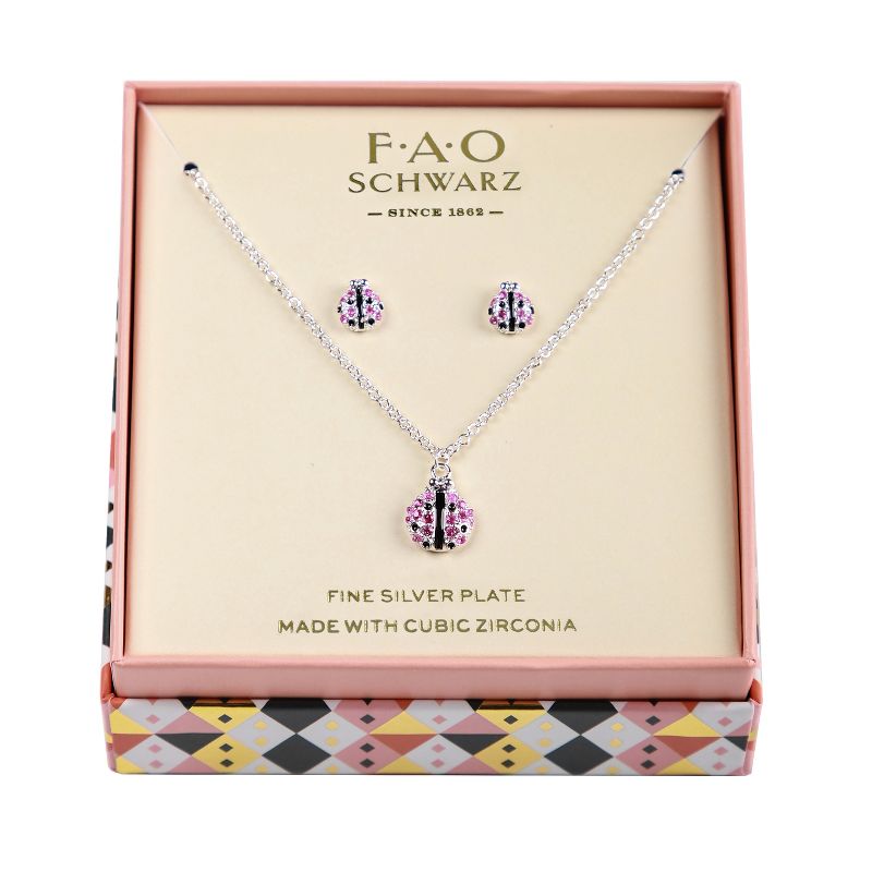 FAO Schwarz Ladybug Necklace and Earring Set