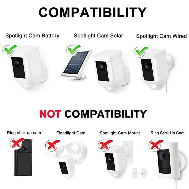 Adjustable Angle IndoorOutdoor Mount for Ring Spotlight Cam Wired Ring Spotlight Cam Battery Aluminum Alloy Material 1Pack White