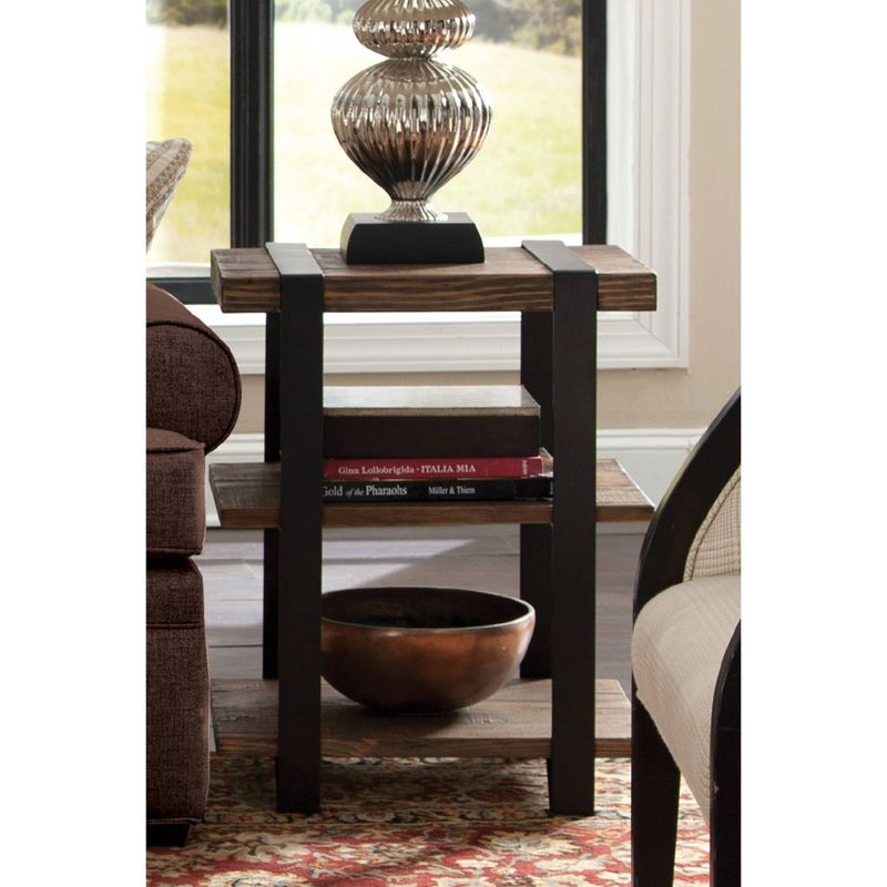 20" Modesto 2 Shelf Solid Wood and Metal End Table Reclaimed Wood Brown - Alaterre Furniture