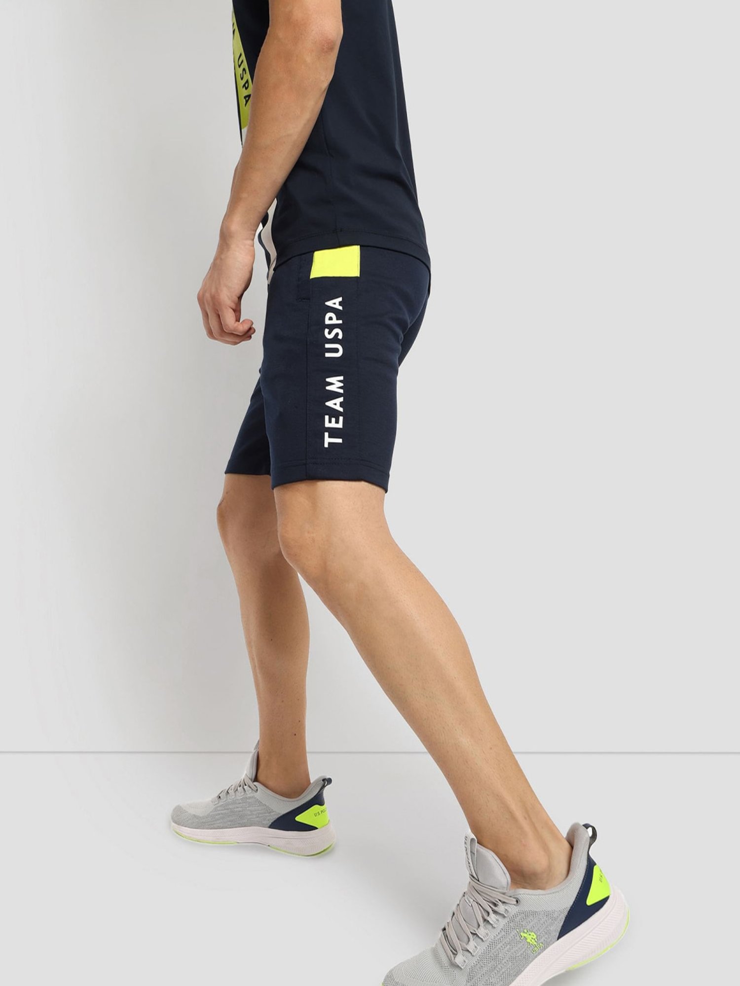 U.S. Polo Assn. Navy Blue Slim Fit Printed Sports Shorts