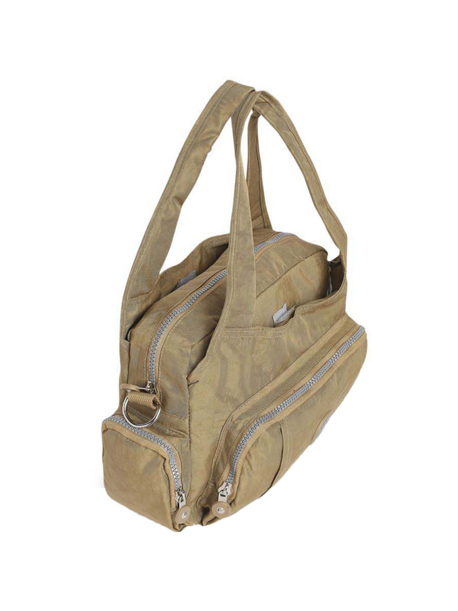 Baomi Beige Solid Medium Handbag
