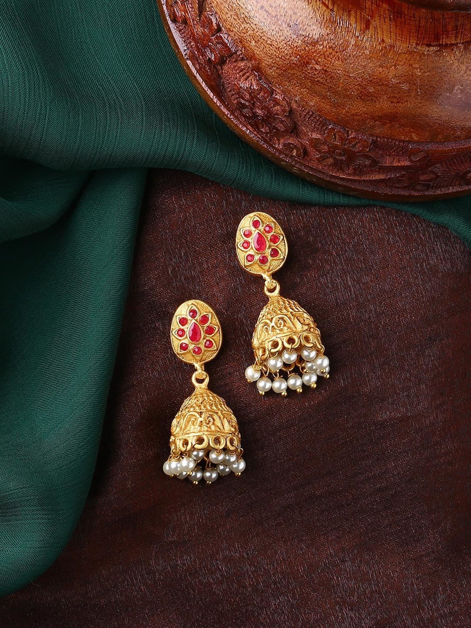 Estele Gold-Plated Gorgeous Peacock Designer Necklace Set with Pearls for Women