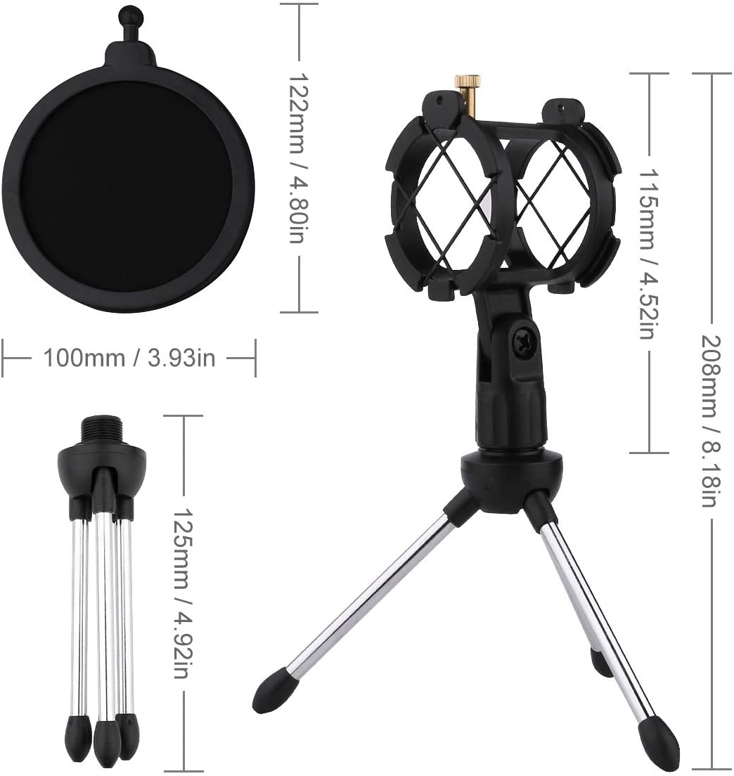 Desktop Microphone Stand, Desk Mic Stand with Shock Mount
