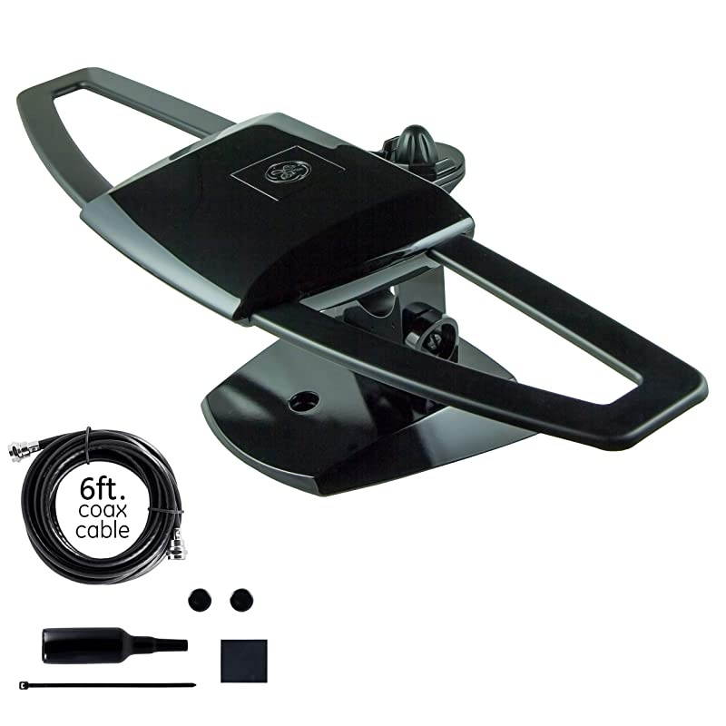 UltraPro Black Stealth Mobile TV Antenna Perfect for Tailgating and Camping Indoor Outdoor Attic Long Ran Antenna Digital HDTV Antenna 4K 1080P VHF UHF 6 ft Coaxial Cable 34140