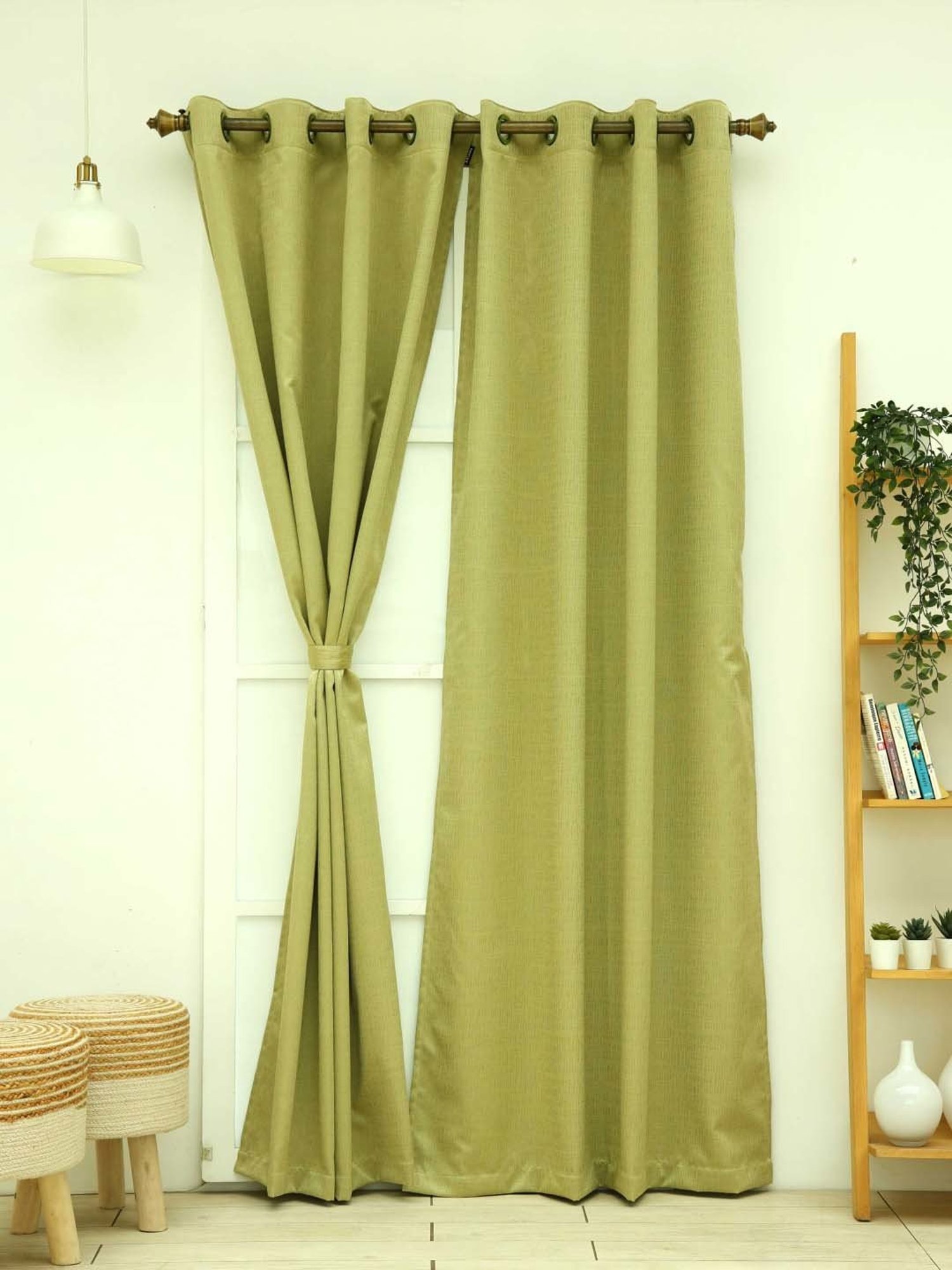 Ariana Richard Olive Green Polyester 5 ft. Window Curtain - Single Piece