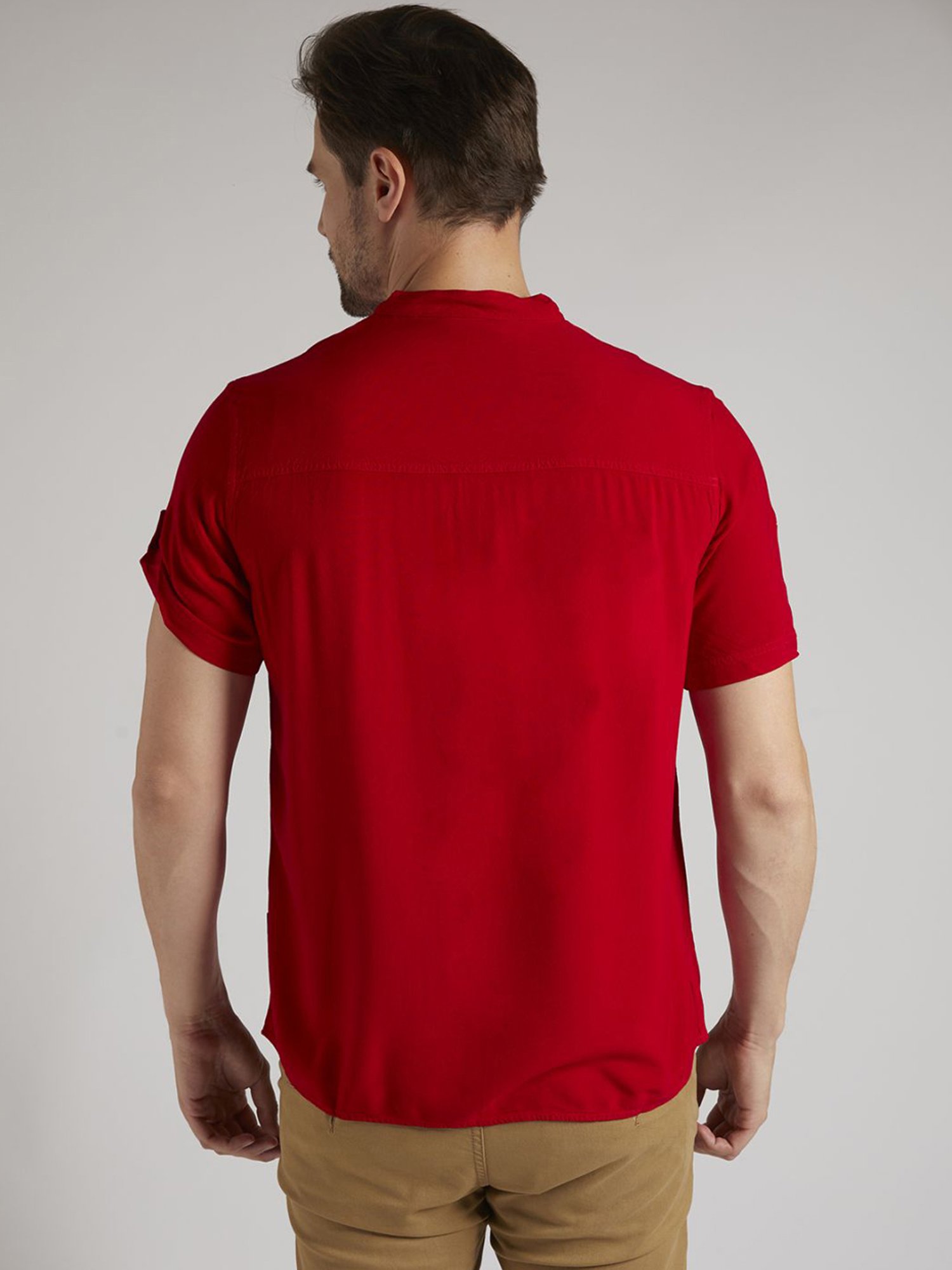 Identiti Red Tapered Fit Short Kurta