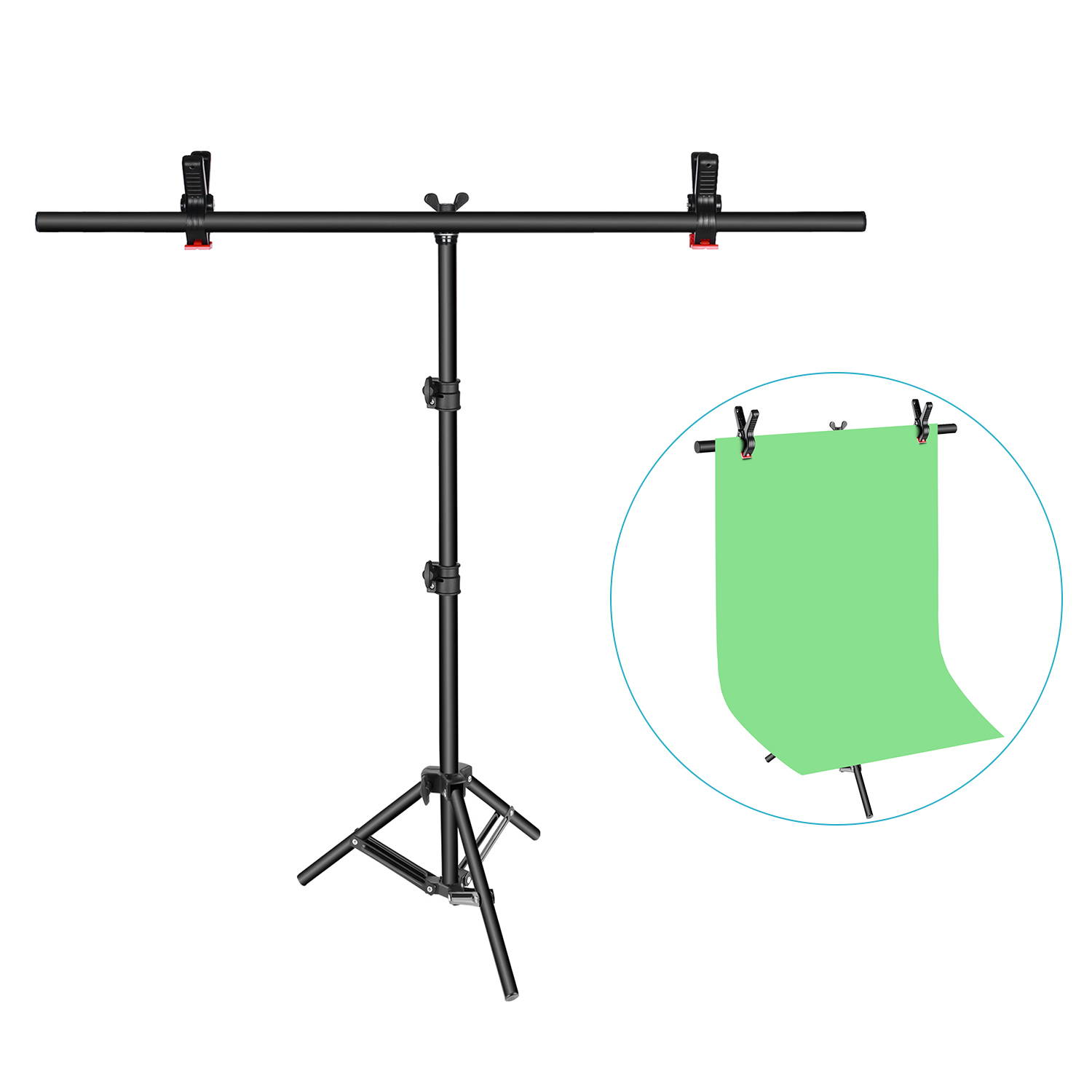 Neewer T-Shape Background Backdrop Support Stand Kit: 32-80 inches/81-203 Centimeters Adjustable Tripod Stand and 35.4 inches/90 Centimeters Crossbar with 2 Tight Clamps for Video Studio Photography