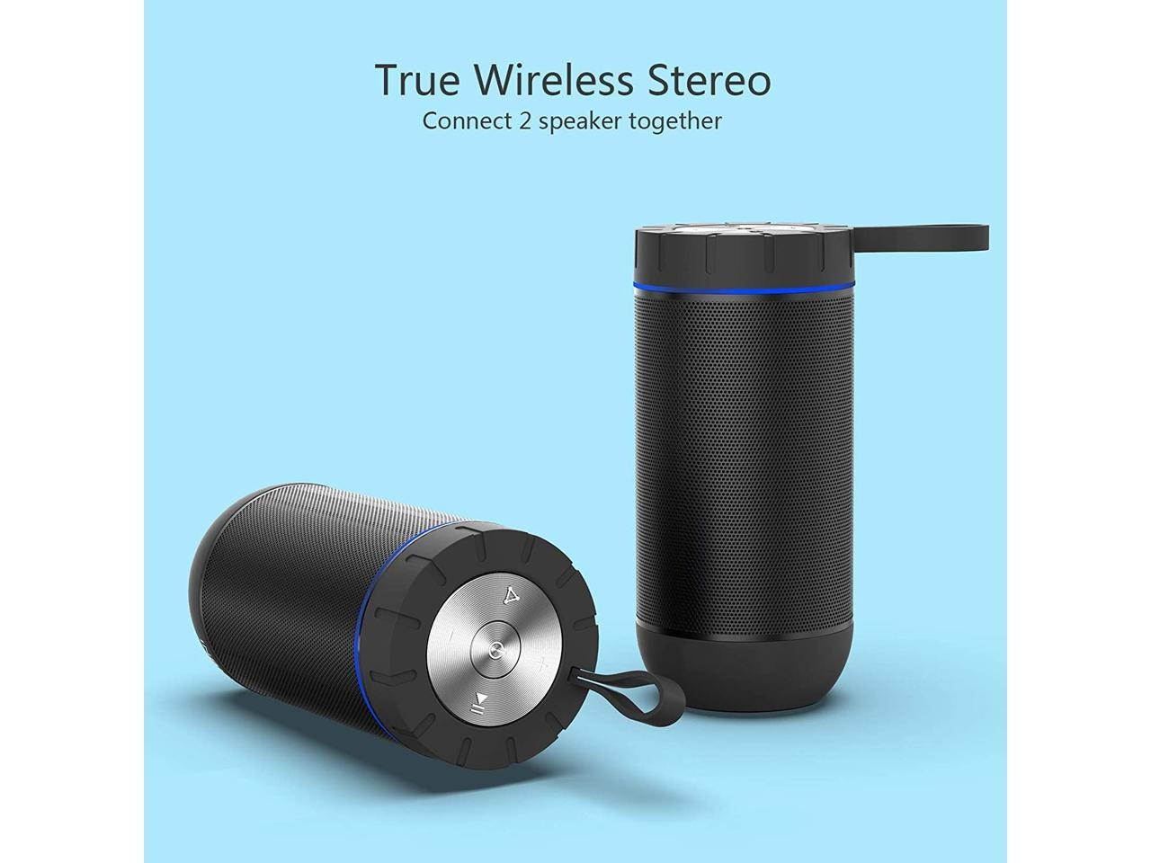 COMISO Waterproof Bluetooth Speakers Outdoor Wireless Portable Speaker with 20 Hours Playtime Superior Sound for Camping, Beach, Sports, Pool Party, Shower (Dark Grey)