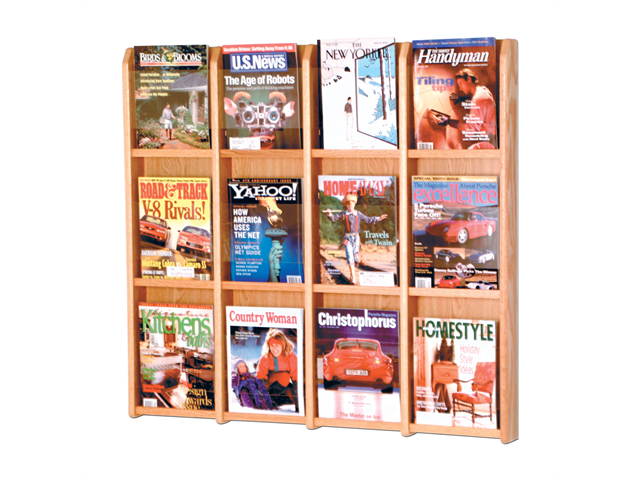 Wooden Mallet Divulge 12 Magazine Holder Wall storage Display Rack Light Oak