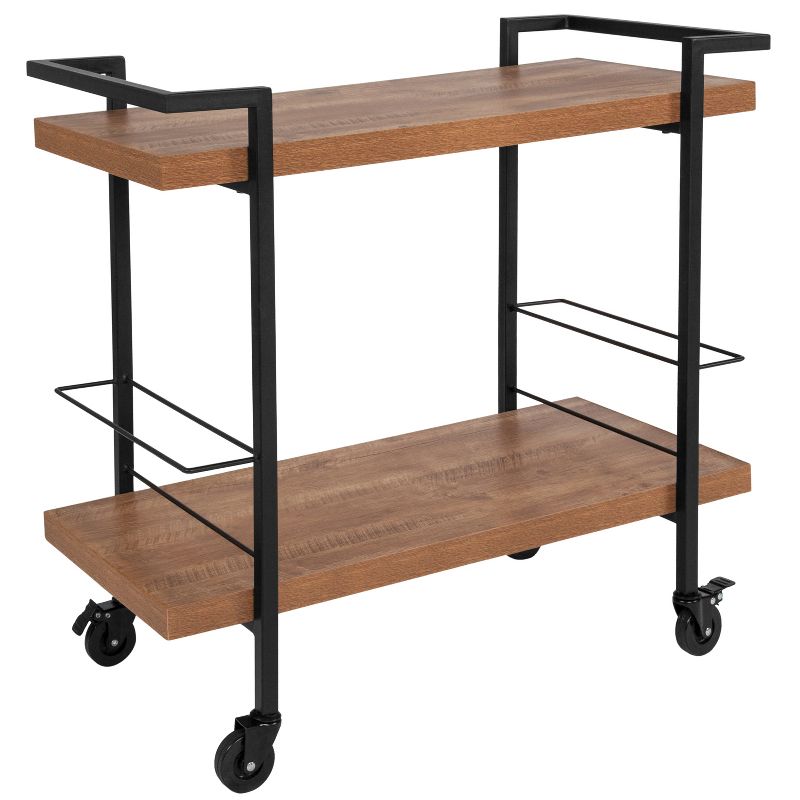 Flash Furniture Castleberry Rustic Wood Grain and Iron Kitchen Serving and Bar Cart