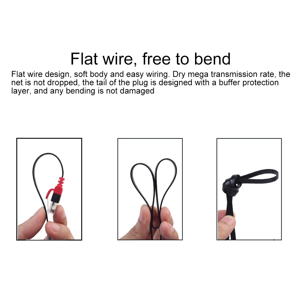 REXLIS CAT6-3 CAT6 Flat Ethernet Unshielded Gigabit RJ45 Network LAN Cable, Length: 0.5m