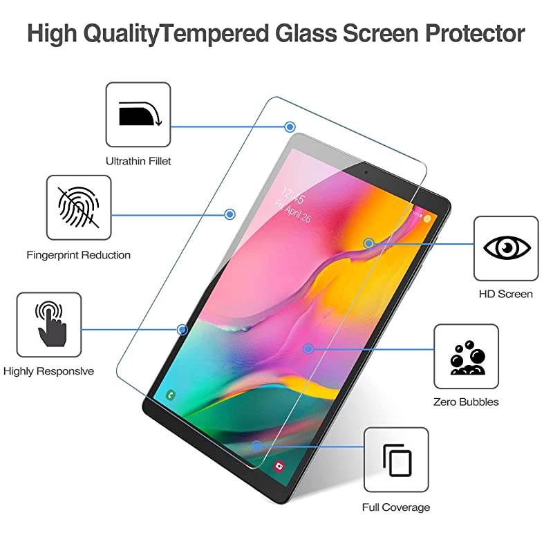 2 Pack  Galaxy Tab A 101 2019 Screen Protector SMT510 T515 T517 Tempered Glass Screen Film Guard 9H Hardness Screen Protector for 101 Inch Galaxy Tab A Tablet