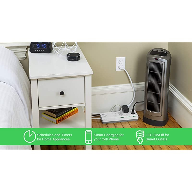 Smart Plug Wifi Power Strip with USB Ports PH6U4X32W 3 Smart Plugs that Work with Alexa 6 Outlets Total 2160 Joule Surge Protector White