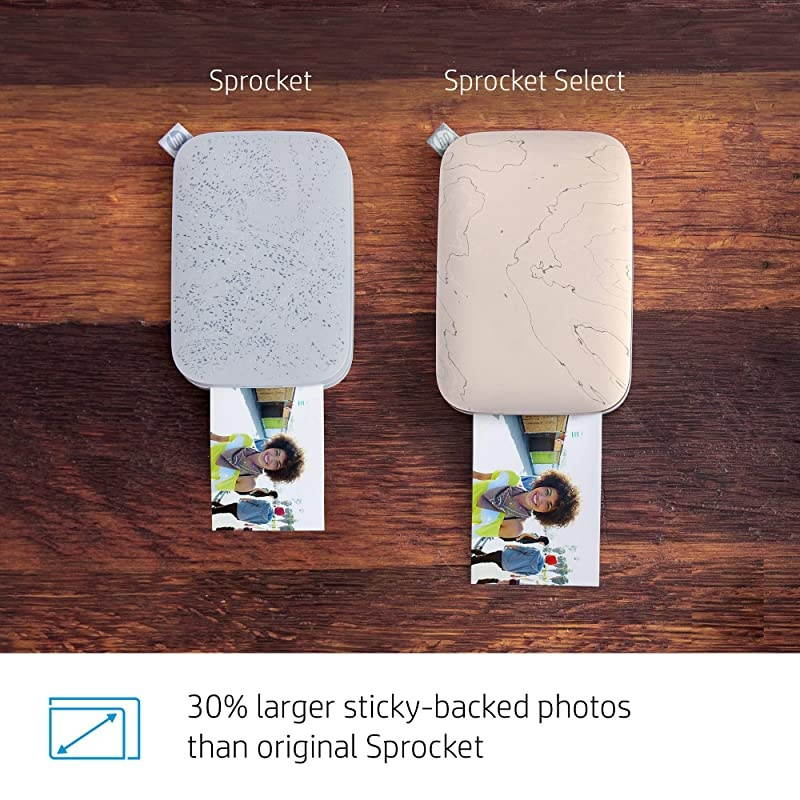 Sprocket Select Portable 2.3x3.4" Instant Photo Printer (Eclipse) Print Pictures on Zink Sticky-Backed Paper from your iOS & Android Device.