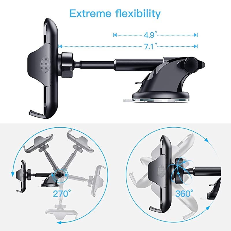 2020 Upgrade  Universal Car Phone Mount Cell Phone Holder for Dashboard Windshield Air Vent Long Arm Compatible with iPhone SE 11 Pro Max XR XS X Samsung Galaxy S20 S10+ S10 S9 Note 10