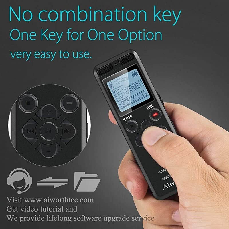 16GB Digital Voice Activated Recorder for Lectures  1160 Hours Sound Audio Recorder Dictaphone Voice Activated Recorder Recording Device with PlaybackMP3 PlayerPasswordVariable Speed