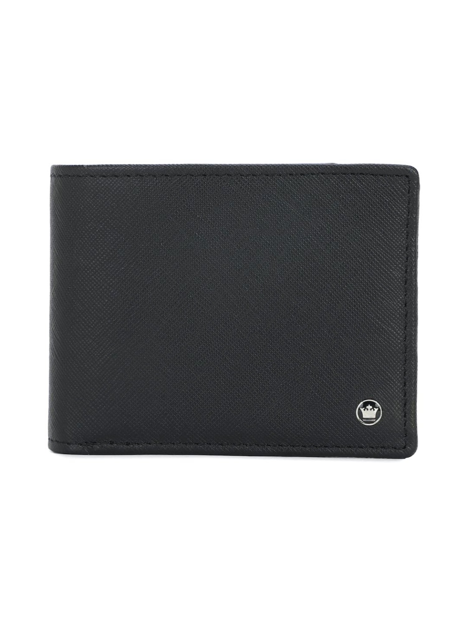 Louis Philippe Black Textured Leather Bi-Fold Wallet for Men