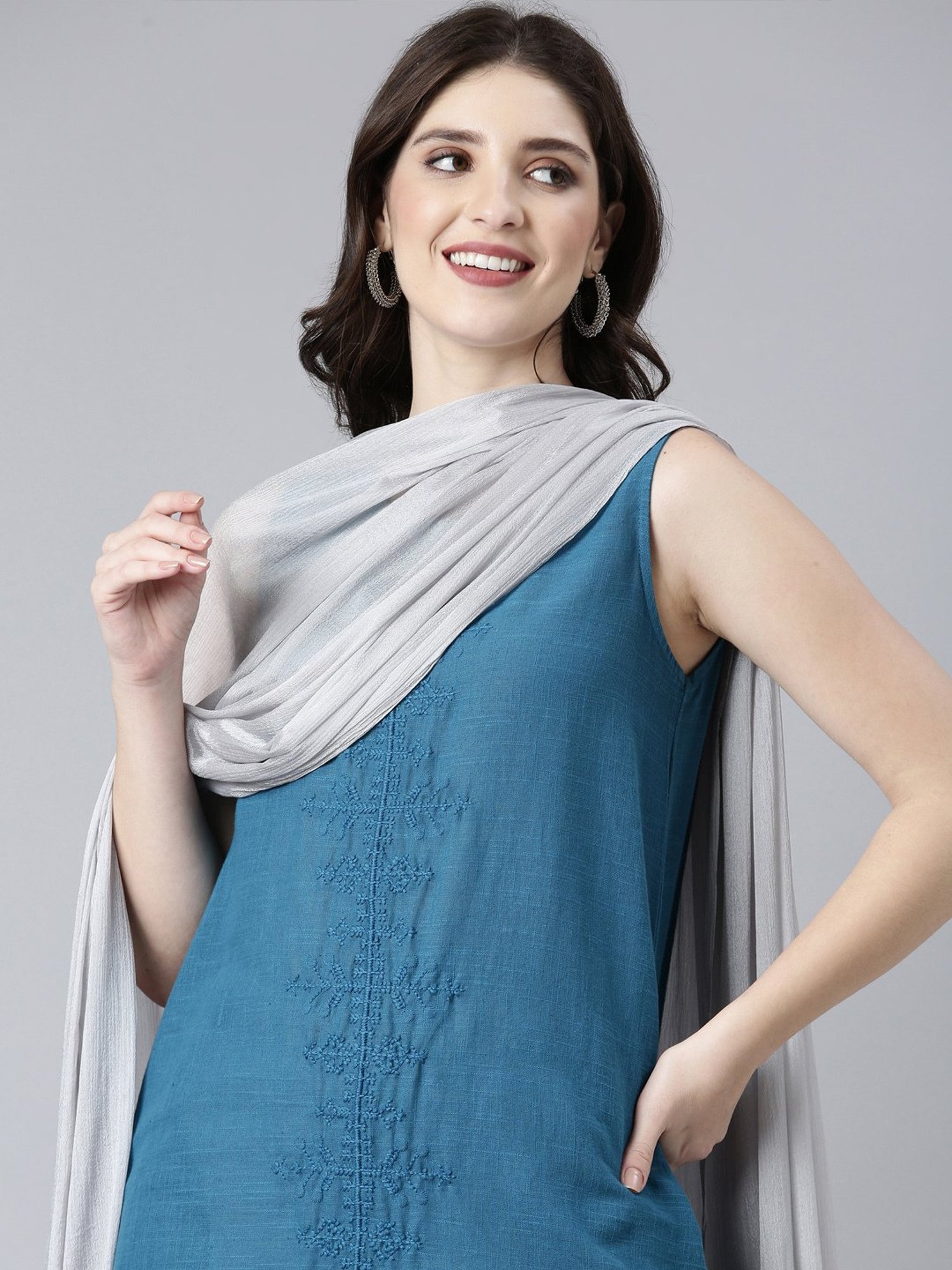 TWIN BIRDS Silver & Gold Dupatta - Pack of 2