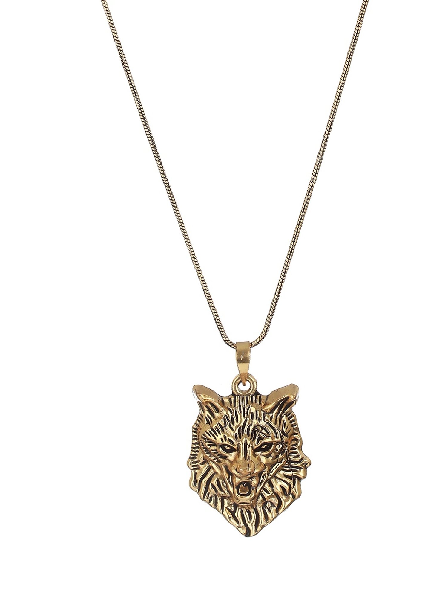 Bold by Priyaasi Roaring Lion Black Casual Pendant With Chain for Men