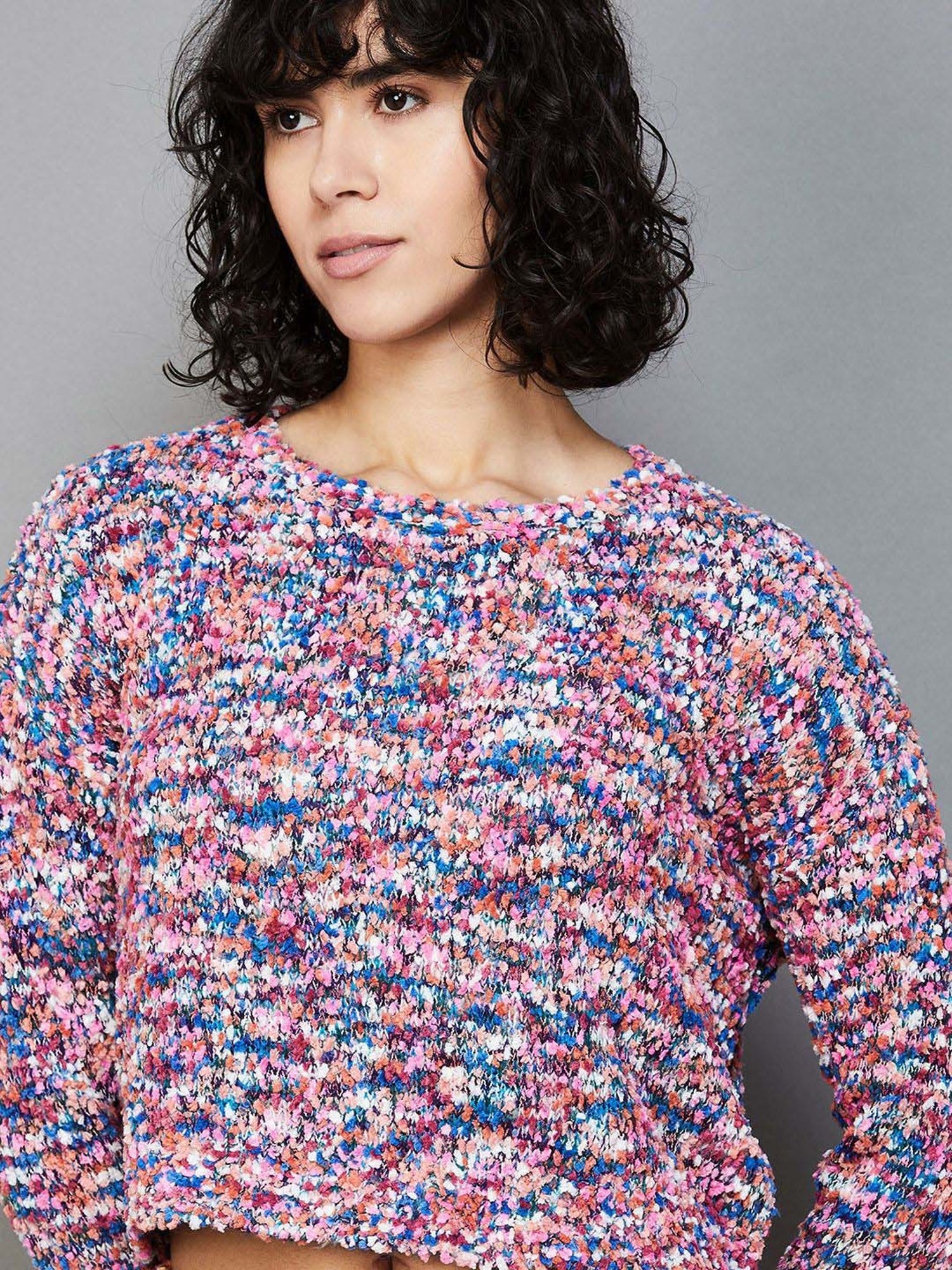 Ginger by Lifestyle Multicolored Self Pattern Sweater