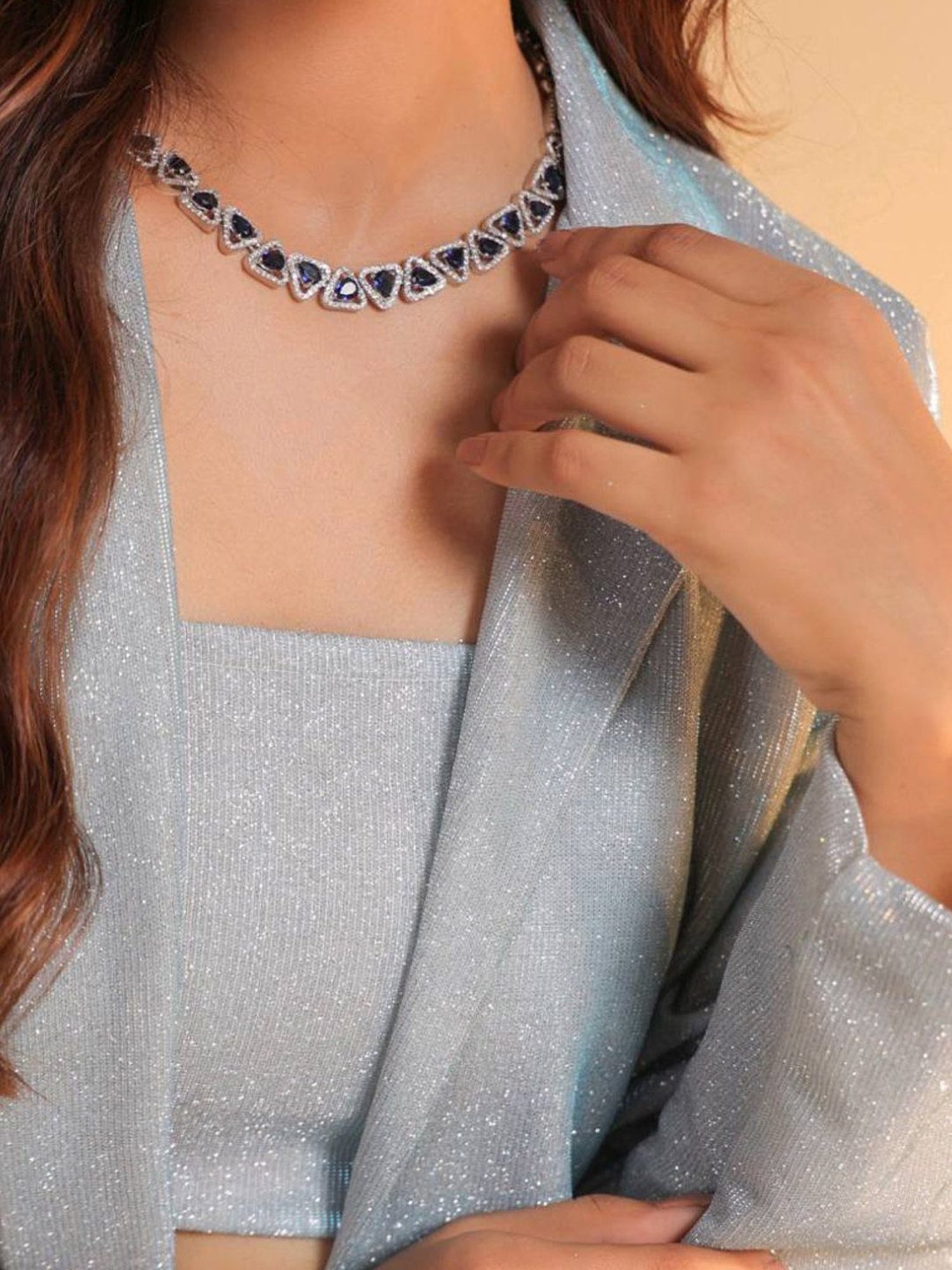 BInfinite Silver Sitara Sapphire Sheen Blazer