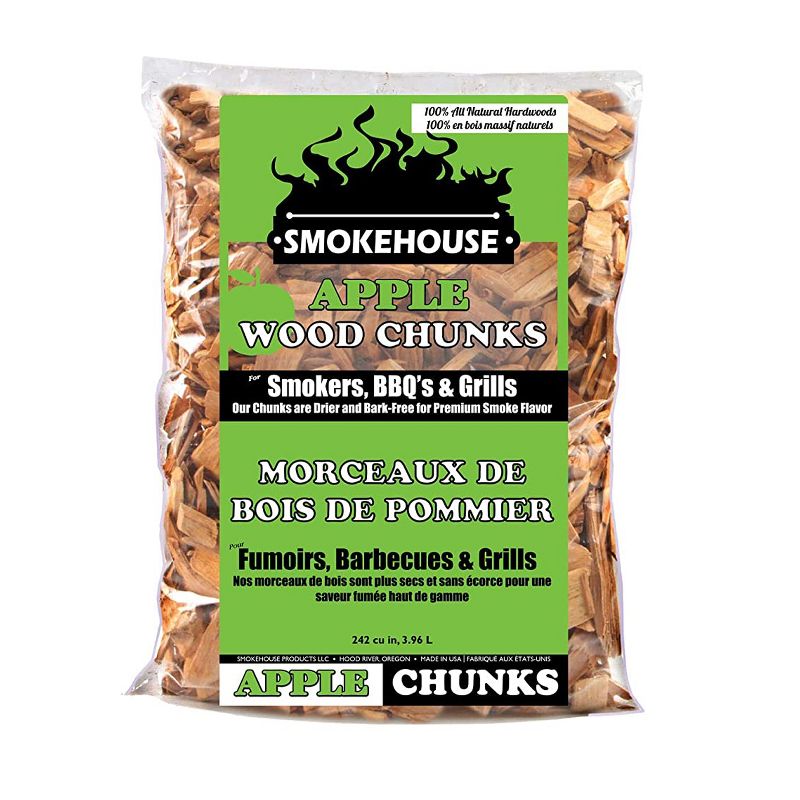 Smokehouse All Natural Flavored Apple Wood Chunks for Outdoor Grilling, Smoking and Barbequing Pork, Beef, and Poultry, 1.75 Pound Bag (2 Pack)