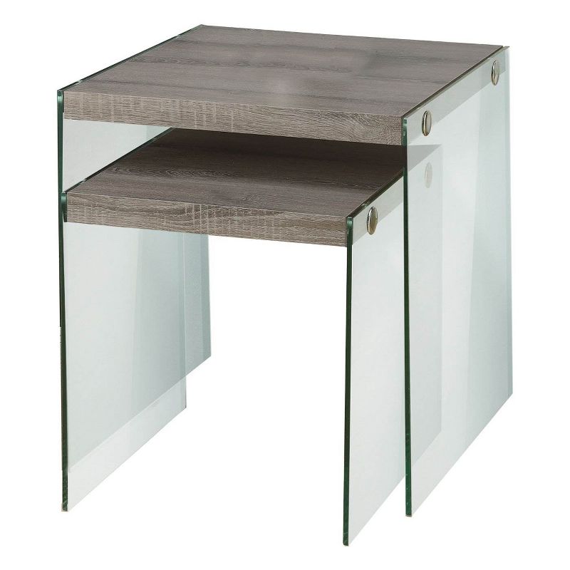 Monarch Specialties Tempered Glass Nesting End Tables & Glass Console Table