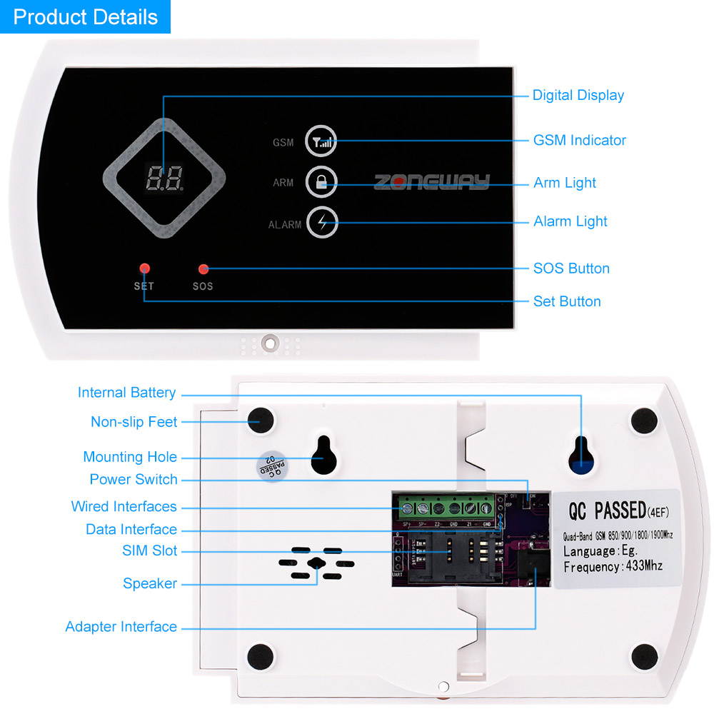 ZONEWAY Wireless ANDROID IOS APP Phone Control GSM SMS Autodial Home Burglar Alarm Security System