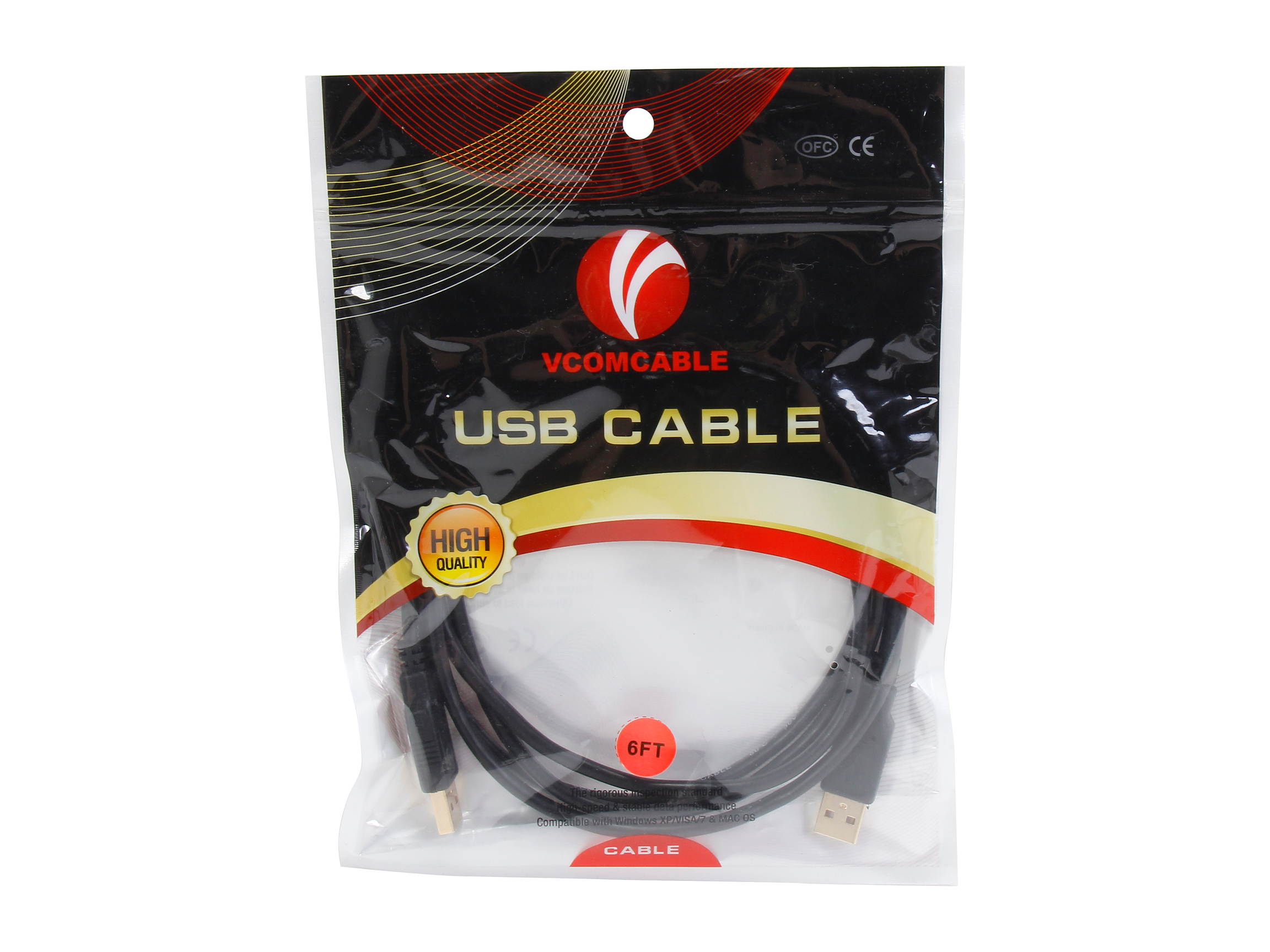 VCOM VC-USB/AM6 USB 2.0 Type A Male to Type A Male Black Cable