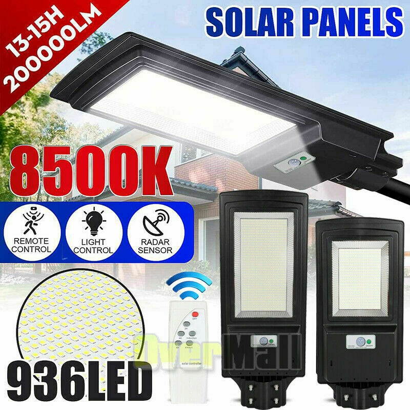 Waterproof Commercial 9900000LM LED Solar Street Light Dusk-to-Dawn+Remote+Pole