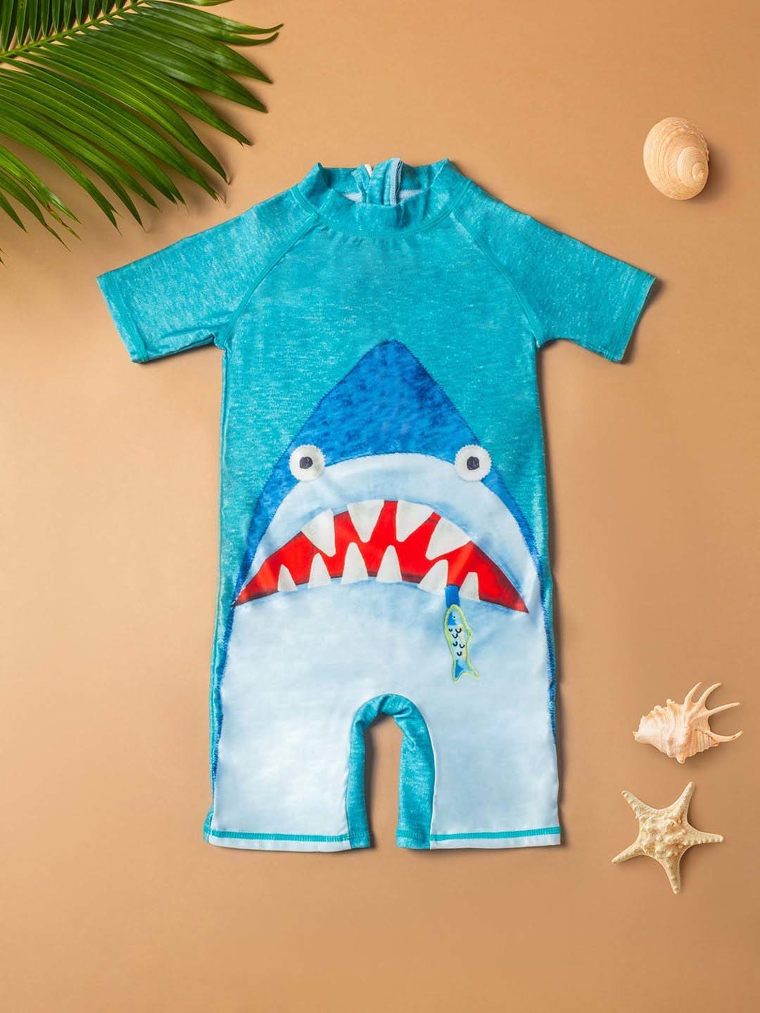 Baby Moo Kids Green Printed Swimming Costume